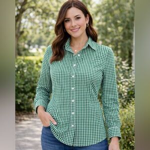 J. Crew Women’s Green Gingham Button Down Shirt